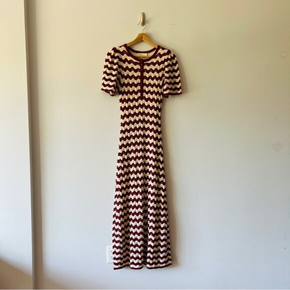 Sezane Emmanuelle Dress Twine Cherry Organic Cotton Size Small - Picture 2 of 8